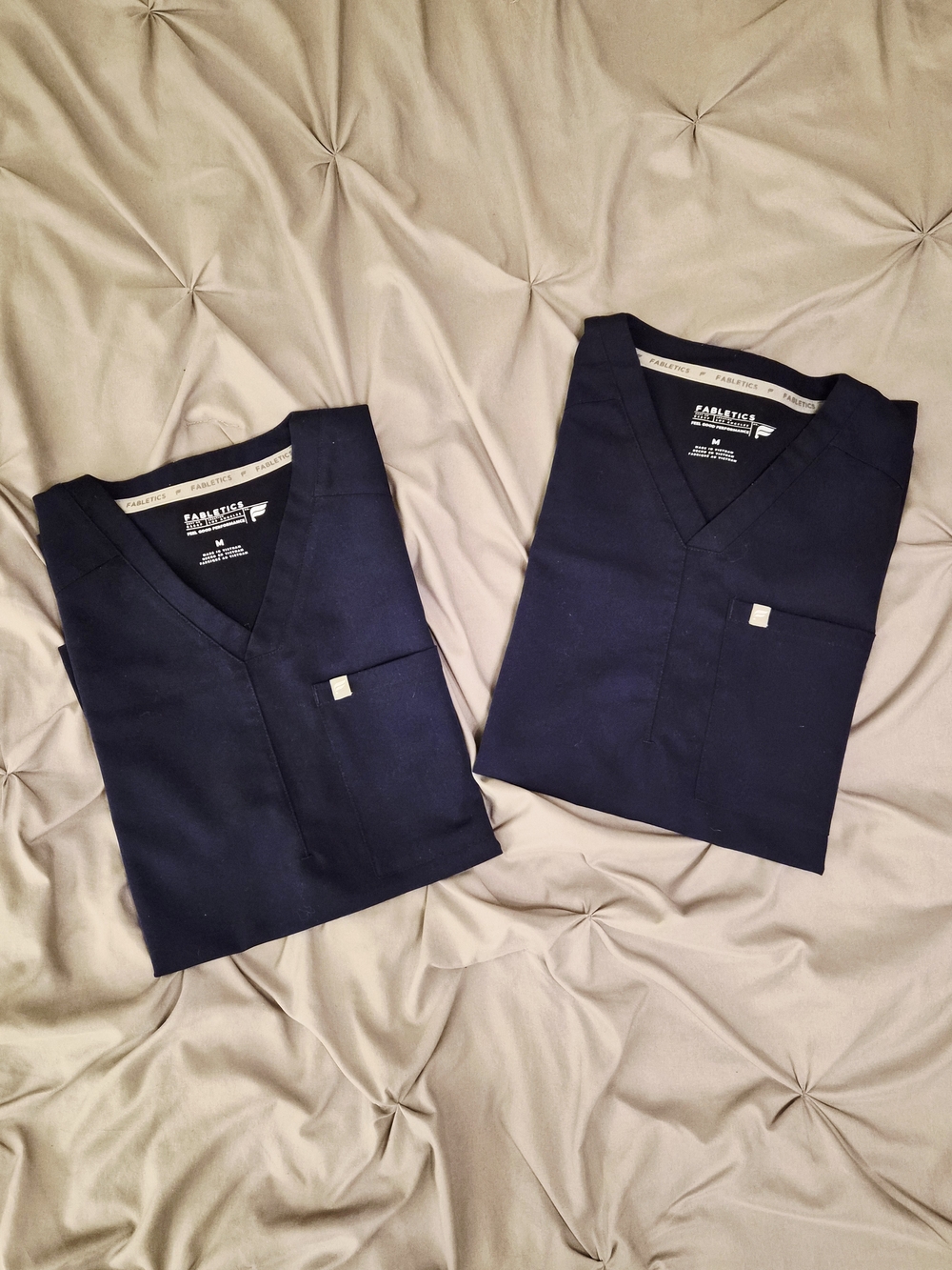 Fabletics Men’s Navy V-Neck Short Sleeve Scrub Tops (Pair)